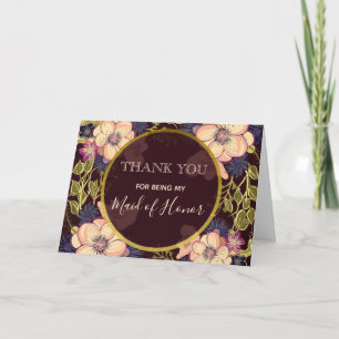 Burgundy Maid of Honor Wedding Than You Card