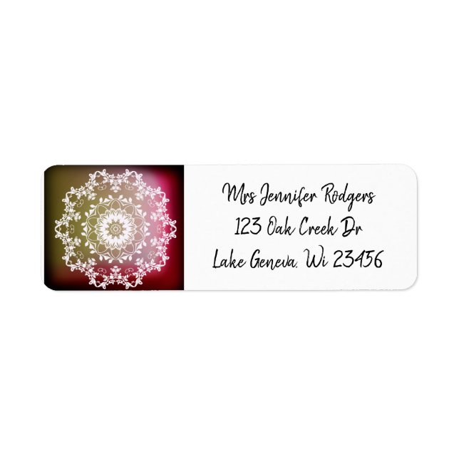 Burgundy Mandala Abstract Return Address Label (Front)
