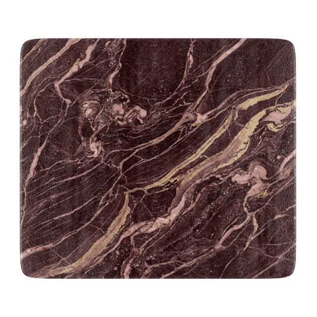Burgundy Marble Bold Refined Modern Style Cutting Board (Front)