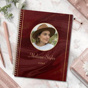Burgundy Marble Personalized Photo Planner