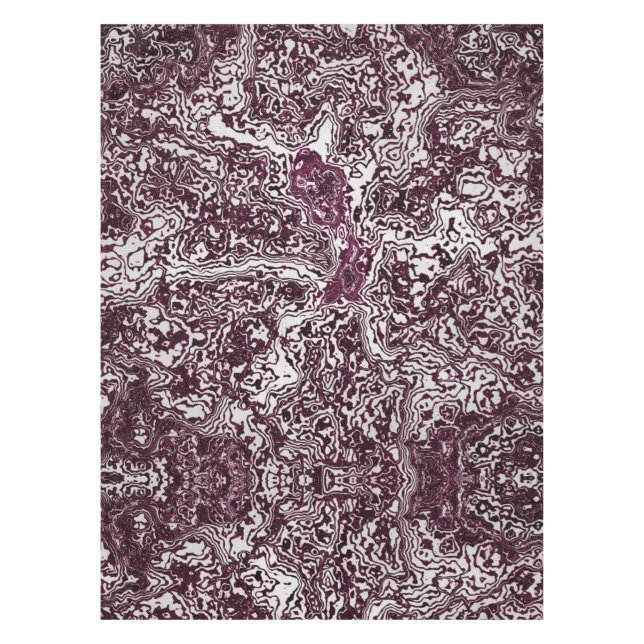 Burgundy Marble Stone Graffiti Tablecloth (Front)