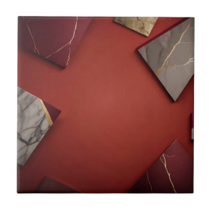 Burgundy Marble with Gold Ceramic Tile