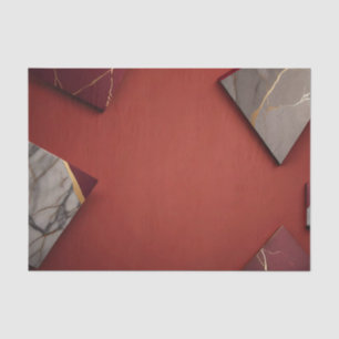 Burgundy Marble with Gold Tissue Paper