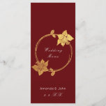 Burgundy Maroon Gold Floral Red Wedding Menu<br><div class="desc">florenceK design</div>