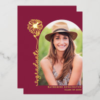 Burgundy Maroon Gold Handwritten Photo Graduation