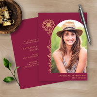 Burgundy Maroon Gold Handwritten Photo Graduation