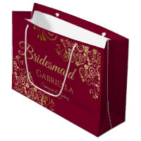 Burgundy Maroon & Gold Lace Elegant Bridesmaid