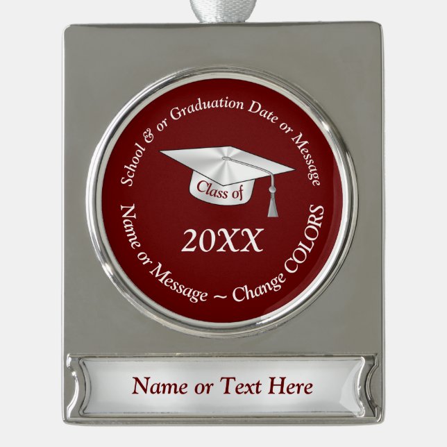 Burgundy, Maroon, Graduation Tree Ornaments (Front)