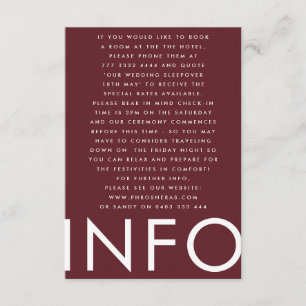 Burgundy Maroon Modern Bold Big Monogram Wedding Enclosure Card