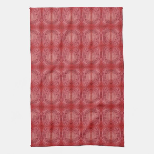 Burgundy Maroon Pattern Faux Batik Kitchen Towels (Vertical)
