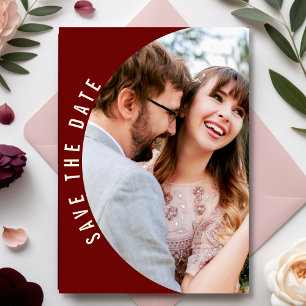 Burgundy Maroon Photo Elegant Floral Fall Wedding Save The Date
