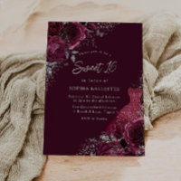 Burgundy Maroon, Silver Dress & Floral Sweet 16