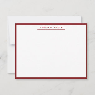 Burgundy Maroon Simple Line Modern Stylish Elegant Card