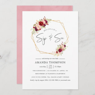 Burgundy-Marsala and Blush Geometric Sip and See Invitation