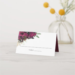 Burgundy - Marsala and Gold Wedding Table Number Place Card