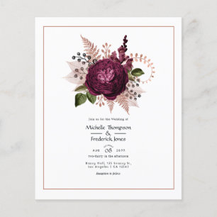 Burgundy - Marsala and Rose Gold Floral Wedding Flyer