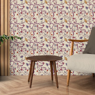 Burgundy Marsala Bohemian Pattern Wallpaper