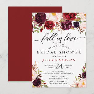 Burgundy Marsala Bridal Shower Invite Fall In Love