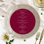 Burgundy Marsala Elegant Round Wedding Menu<br><div class="desc">Burgundy Marsala Elegant Round Wedding Menu</div>