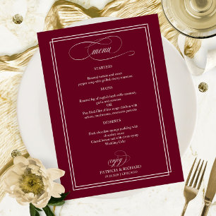 Burgundy Marsala Elegant Wedding Menu