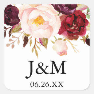 Burgundy Marsala Envelope Seals - Favour Stickers