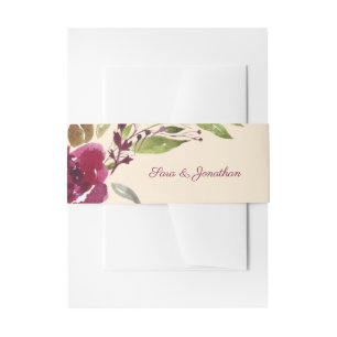 Burgundy Marsala Floral and Greenery Wedding Invitation Belly Band