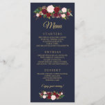 Burgundy Marsala Floral Wedding Menu<br><div class="desc">Burgundy Marsala Floral Wedding Menu</div>