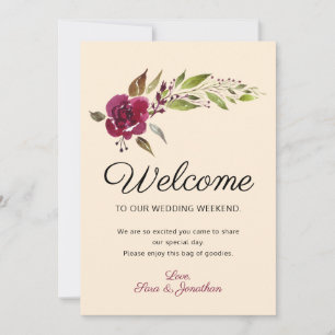 Burgundy Marsala Floral Wedding Welcome