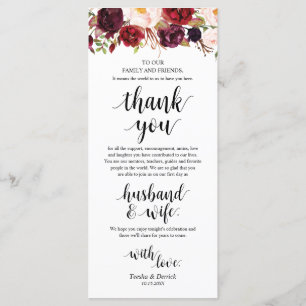 Burgundy Marsala, Place Setting Thank You Card