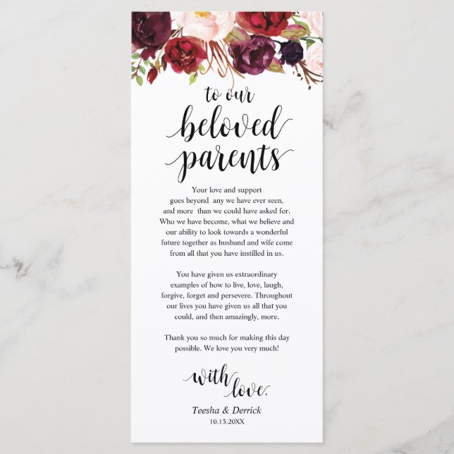 Burgundy Marsala, Place Setting Thank You Card (Front)