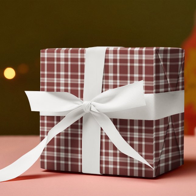 Burgundy Marsala Plaid Wrapping Paper (Creator Uploaded)