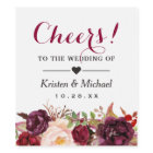 Burgundy Marsala Red Floral Cheers To The Wedding
