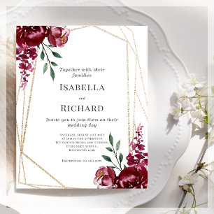 Burgundy   Marsala Red Floral Wedding Invitation