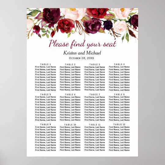 Wedding Seating Chart By Last Name