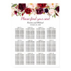Burgundy Marsala Red Floral Wedding Seating Chart