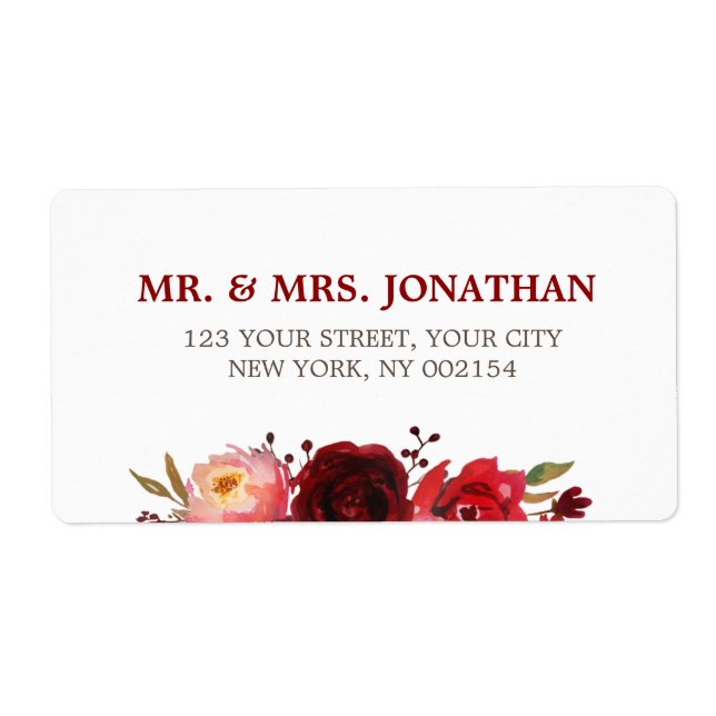 Burgundy Marsala Red Roses Floral Wedding (Front)