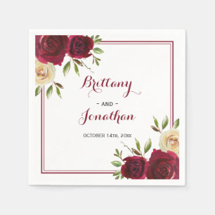 Burgundy Marsala Table Engagement Wedding Paper Napkin