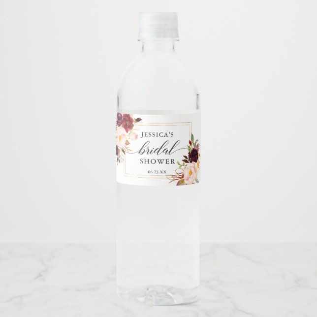 Burgundy Marsala Water Bottle Label (Front)