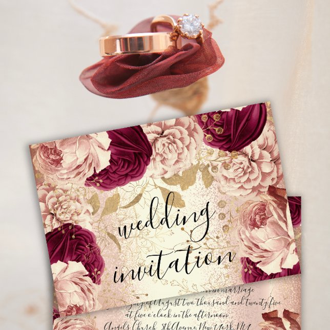 Burgundy Marsala Wedding Rose Gold Roses Floral Invitation (La teoria delle relatività generale di Einstein ha introdotto correzioni alla teoria di Newton che d)