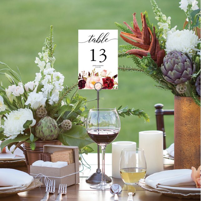 Burgundy Marsala Wedding Table Numbers (Creator Uploaded)