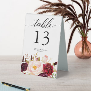 Burgundy Marsala Wedding Table Numbers Table