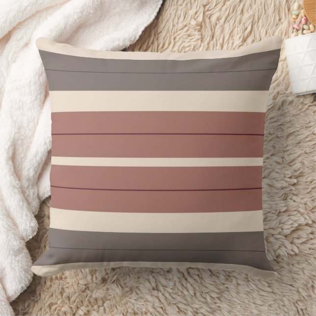 Burgundy mauve and grey stripes cushion (Blanket)