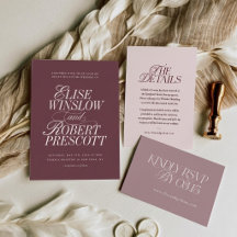 Burgundy Mauve Wedding Invitation Regency Elegant