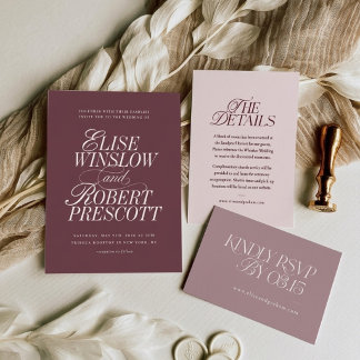 Burgundy Mauve Wedding Invitation Regency Elegant