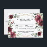 Burgundy Meal Choice Blush Gold Greenery Wedding RSVP Card<br><div class="desc">Design features a printed gold coloured geometric frame with floral elements in shades of burgundy,  red and blush over greenery,  eucalyptus and flower blooms. Design also features an easy to use typography layout.</div>
