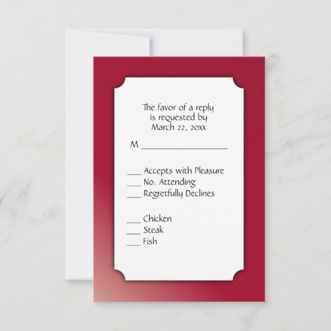 Burgundy Menu Choice Wedding RSVP (Front)