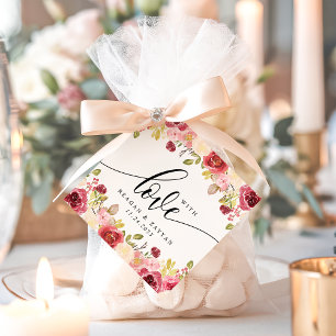 Burgundy Merlot Floral Wedding With Love Favour Tags