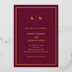 Burgundy Minimal and Chic Border Wedding   Gold