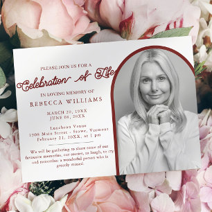 Burgundy Minimal Celebration of Life Invitations