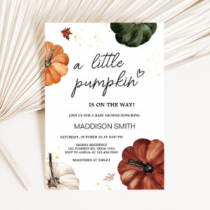 Burgundy Minimalist Autumn Pumpkin Baby Shower Invitation